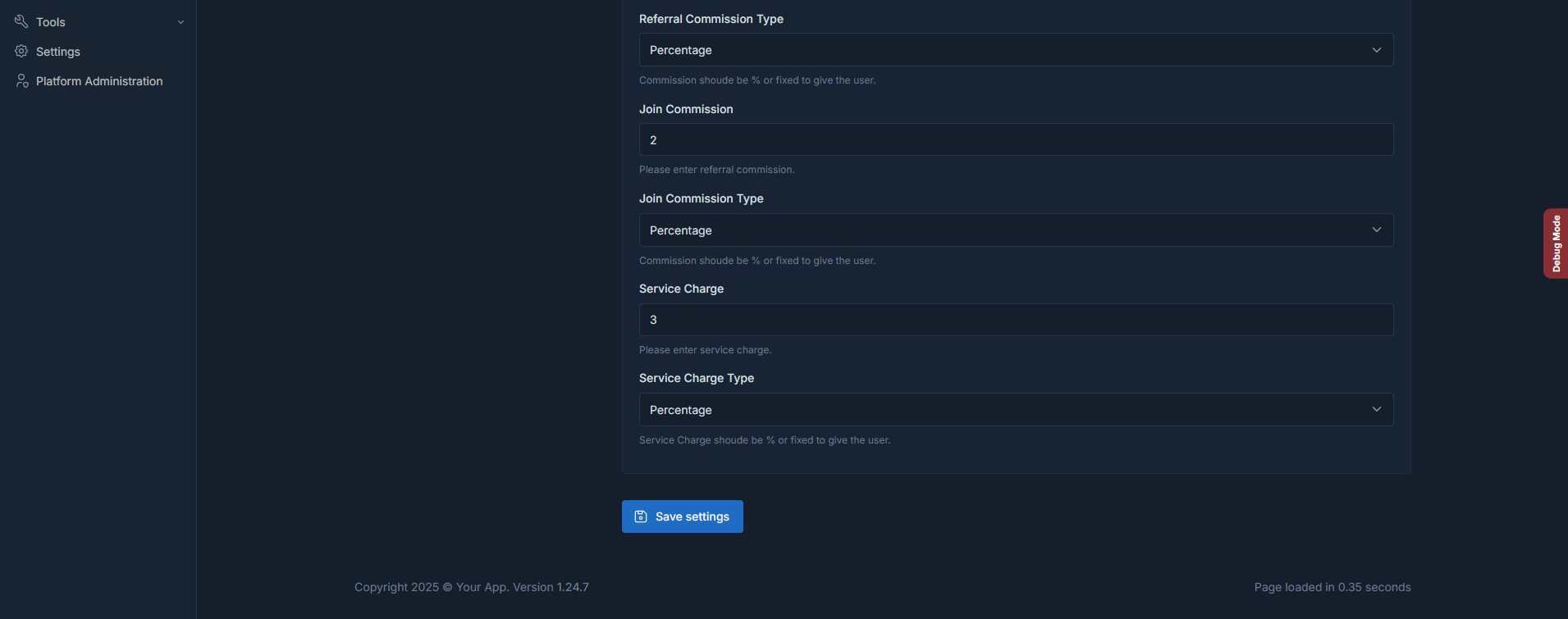 binary mlm Payout SETTINGS