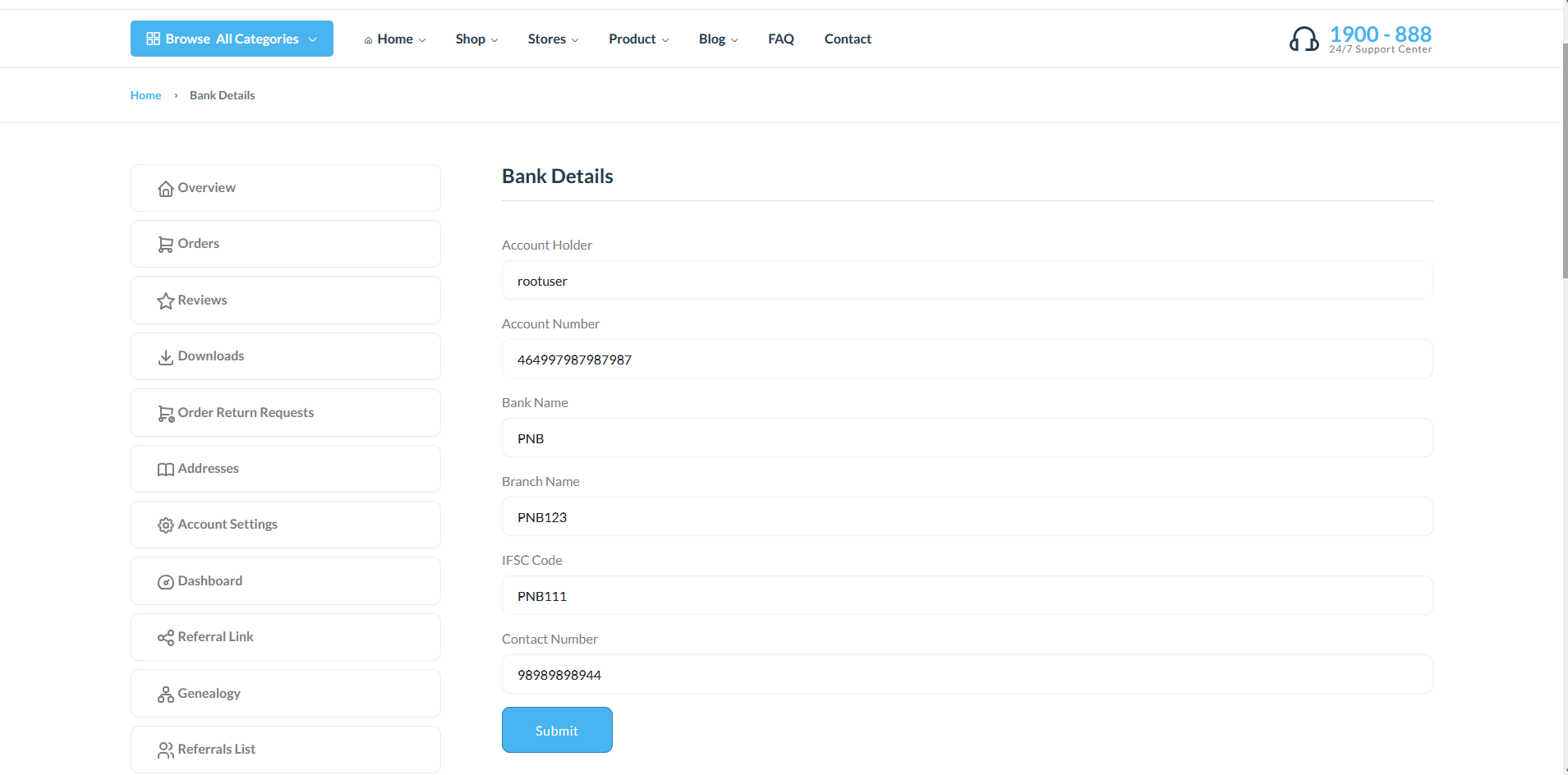 binary mlm Bank Details