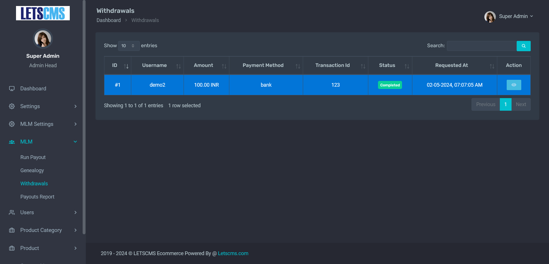 unilevel mlm Withdrawals