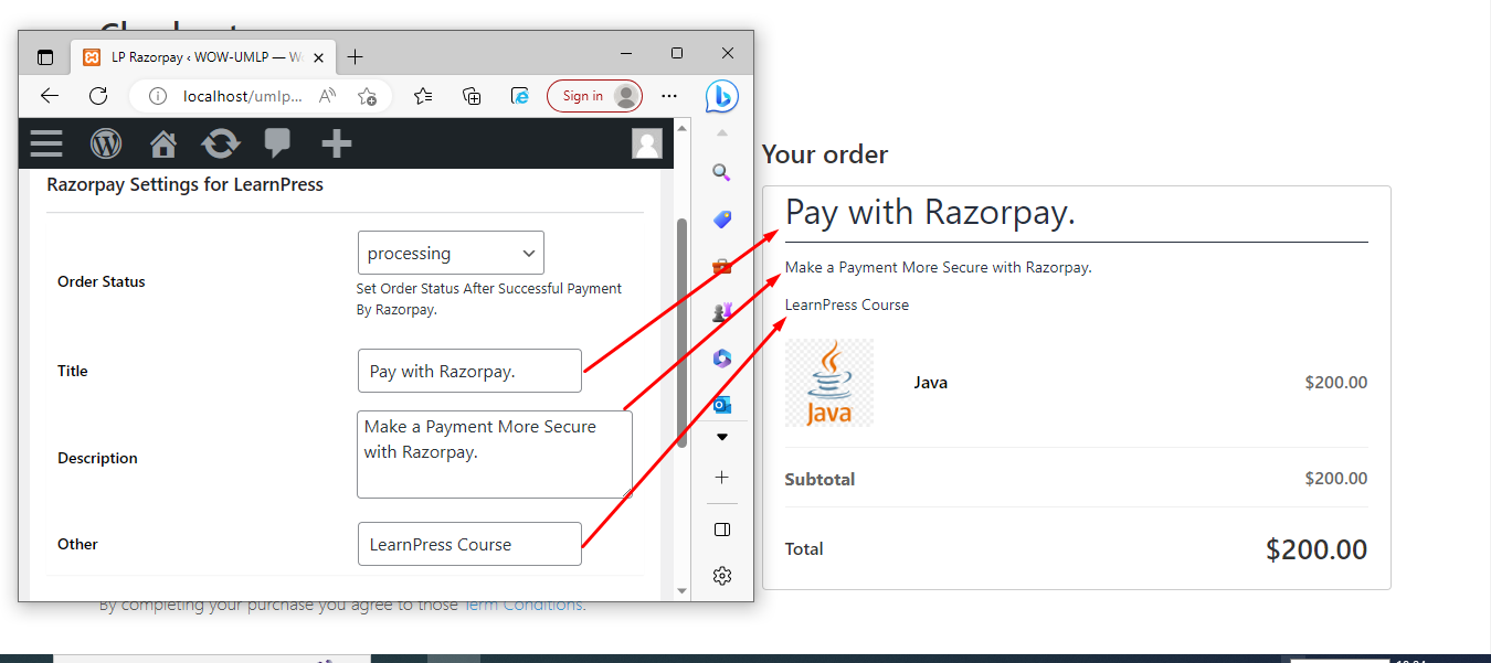 Razorpay with LearnPress Payment Gateway