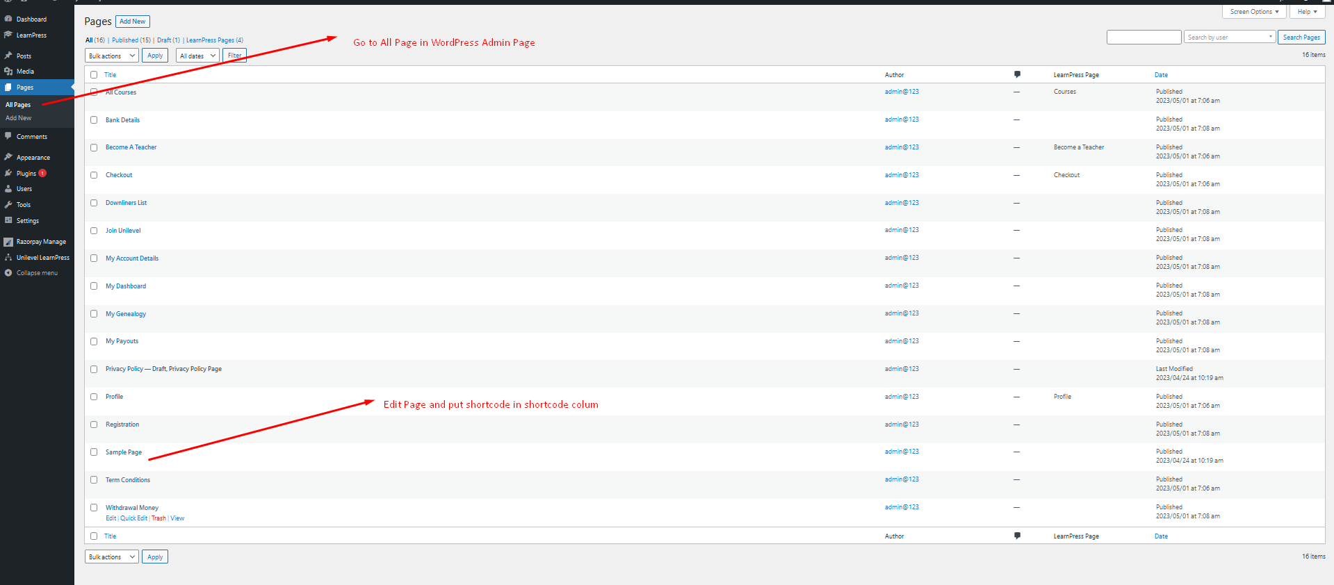 Unilevel MLM shortcode for LearnPress