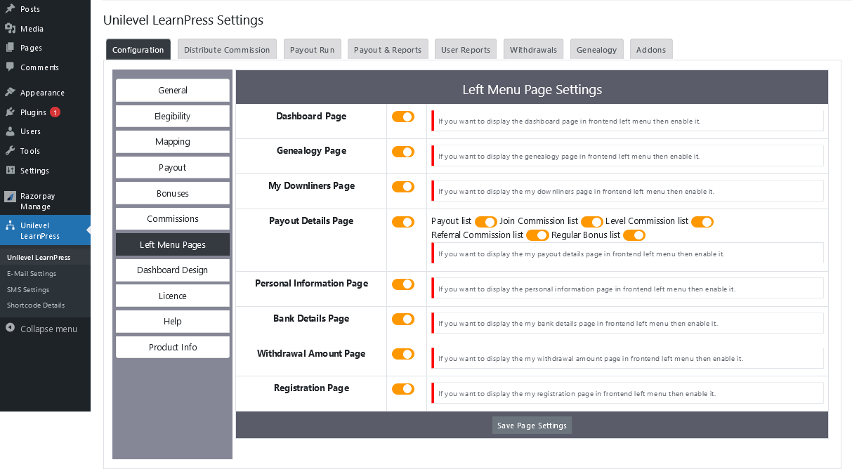 Unilevel MLM Plan for LearnPress