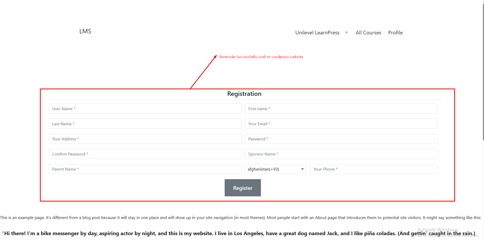 Unilevel MLM shortcode for LearnPress