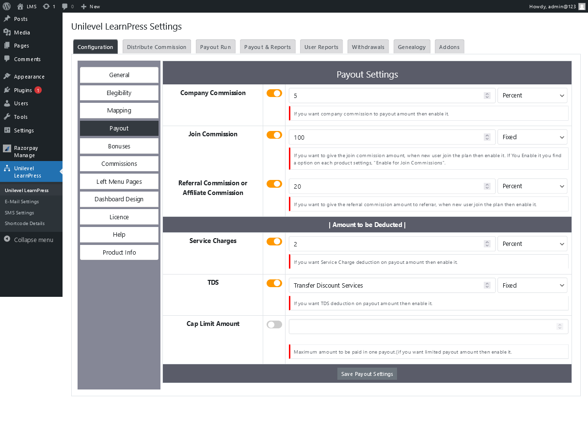 Unilevel MLM Plan for LearnPress